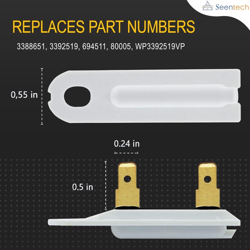 Seentech 3392519 Dryer Thermal Fuse - Replacement part for Whirlpool & Kenmore Dryers - Replaces Part Numbers WP3392519, AP6008325, 3388651, 694511, 80005, ET401, PS11741460, WP3392519VP (1 PCS) - Image 3